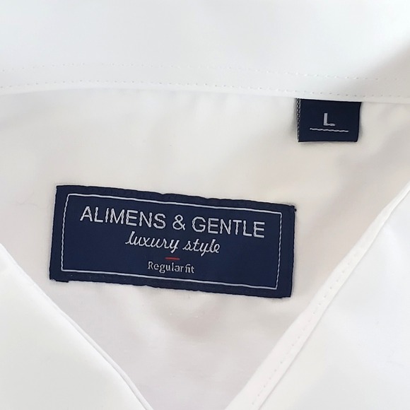 Alimens & Gentle Men's White  Button Up Shirt Large Long Sleeve NWTG - Picture 6 of 10